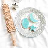 Geometric Engraved Wooden Rolling Pin