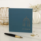 Eid Mubarak Gold Foiled Card - petrol blue