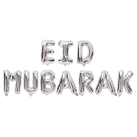 Eid Mubarak Silver Foil Balloon Kit - Silver Lining UK