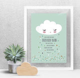 Blessed Rain Quran Quote Art Print - Mint - Silver Lining UK