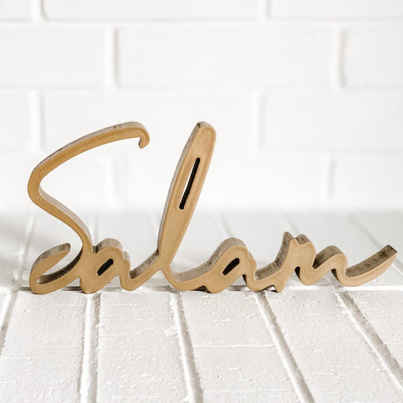 salam wooden word art