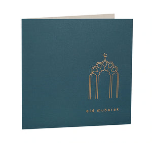 Eid Mubarak Gold Foiled Card - petrol blue
