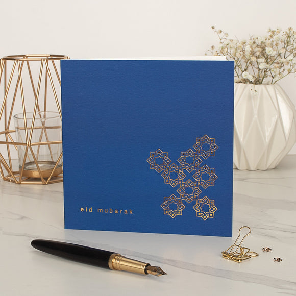 Eid Mubarak Foiled Greeting Card - Cobalt Blue