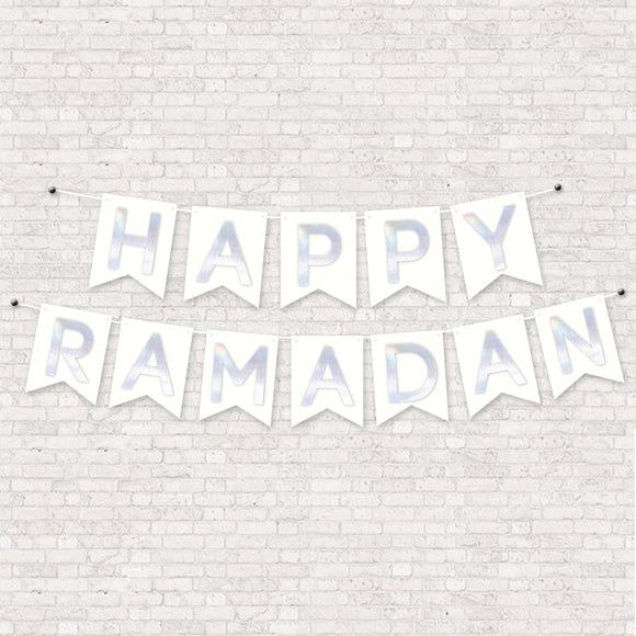 Happy Ramadan Pennant Banner - Silver Foil
