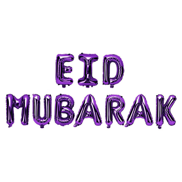 Eid Mubarak Purple Foil Balloon Kit - Silver Lining UK