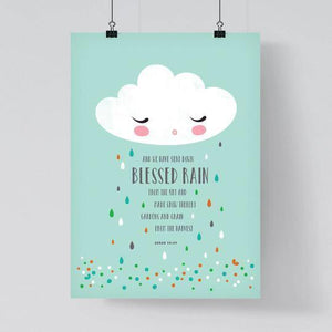 Blessed Rain Quran Quote Art Print - Mint - Silver Lining UK