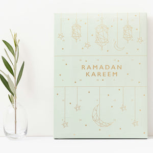Ramadan Kareem Lanterns & Stars Chocolate filled Countdown to Eid Calendar Sage Green