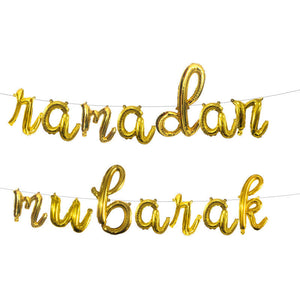 Ramadan Mubarak Cursive Gold Foil Balloon Kit