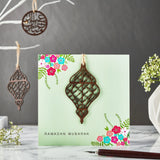 Laser Cut Wooden Lantern Ramadan Mubarak Card - Mint 