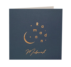 Ramadan Mubarak Gold Foiled Greeting Card in Navy Blue