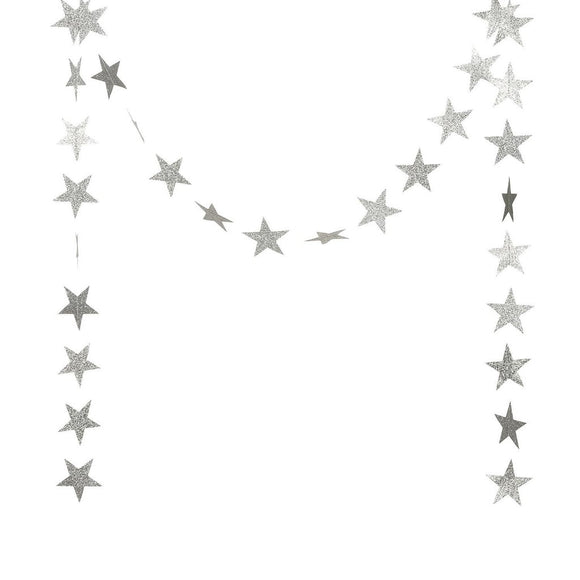 Metallic Silver Star Garland